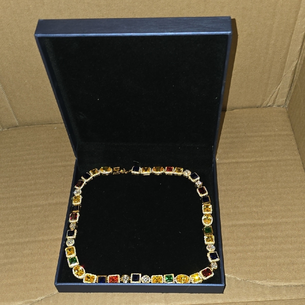 92.5 Yellow Gold 20in Gemstone Chain